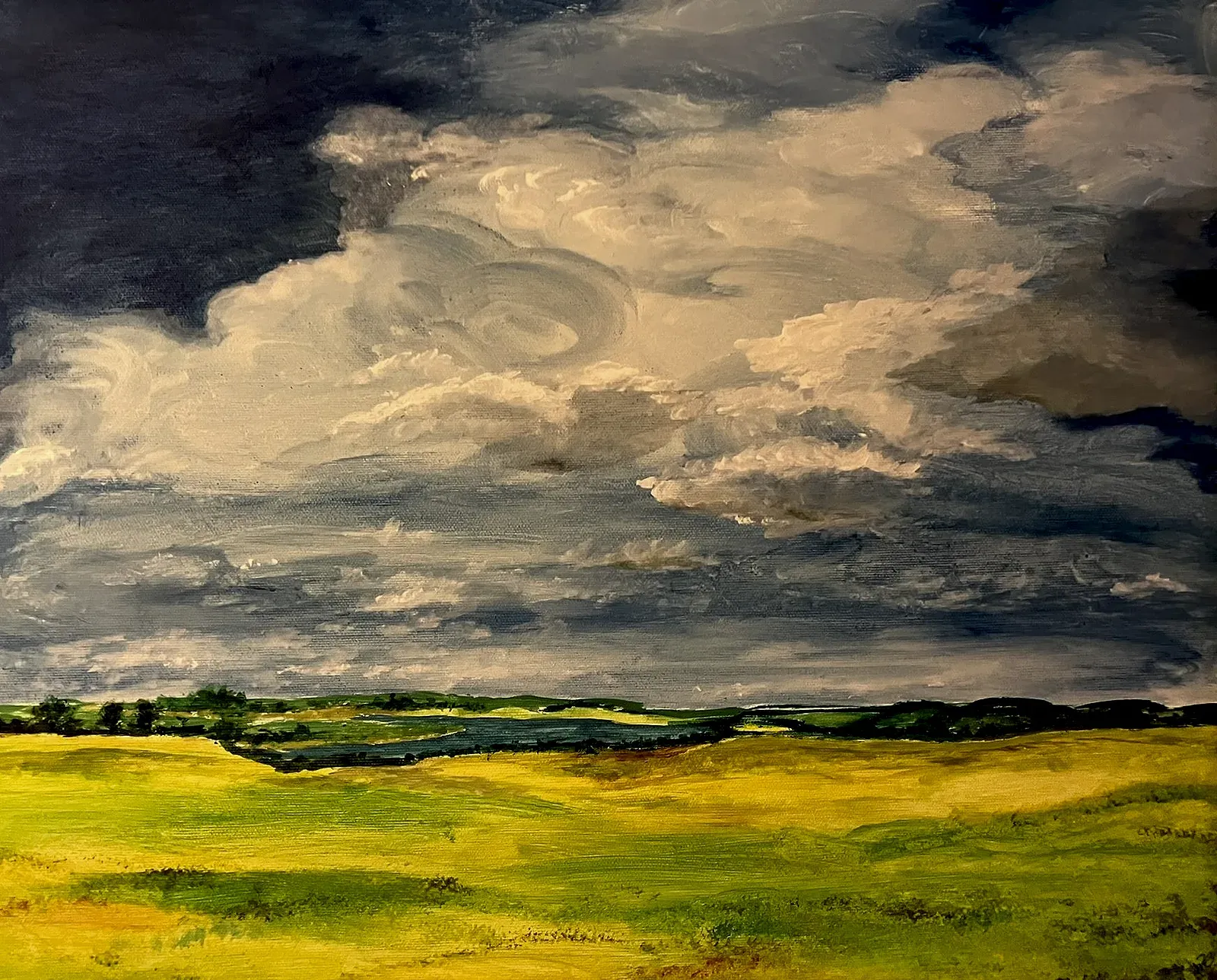 Wolken über dem Feld — Gemälde von Jutta